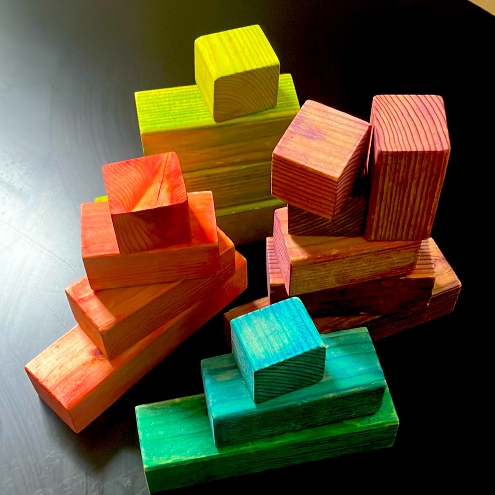 Set of eco friendly wooden blocks